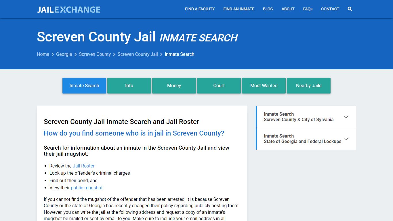 Inmate Search: Roster & Mugshots - Screven County Jail, GA - Jail Exchange