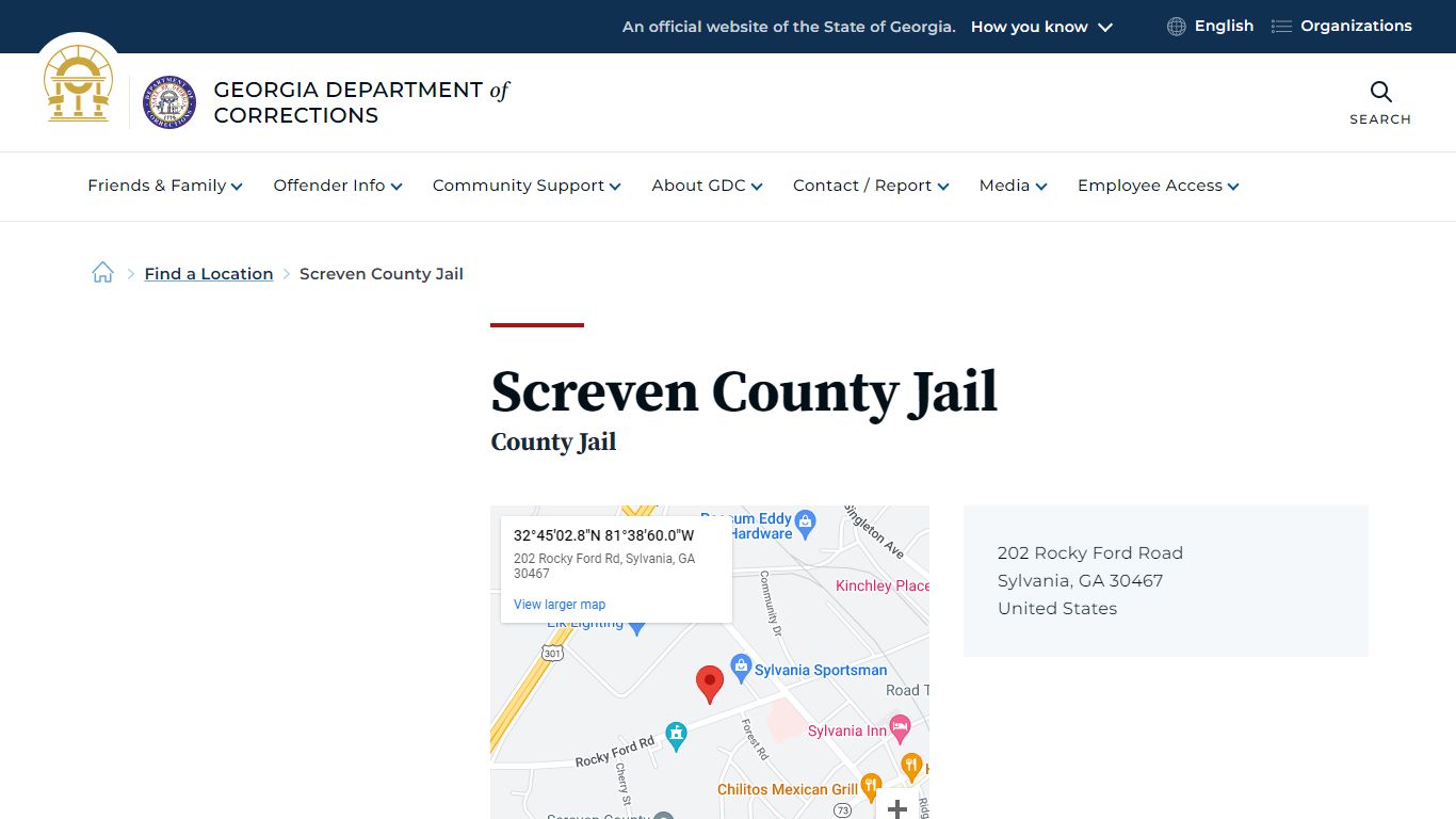 Screven County Jail | Georgia Department of Corrections